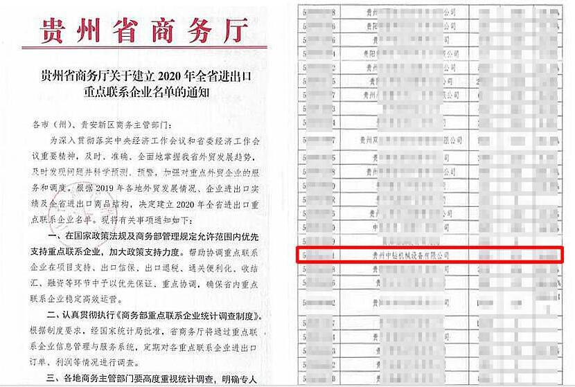 Our Company Selected As the Key Export Company by Guizhou Provincial Department of Commerce